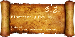 Bisztriczky Evelin névjegykártya
